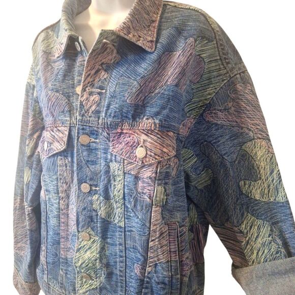 Signatures 8 printed denim jean jacket size S NWT - Picture 4 of 8